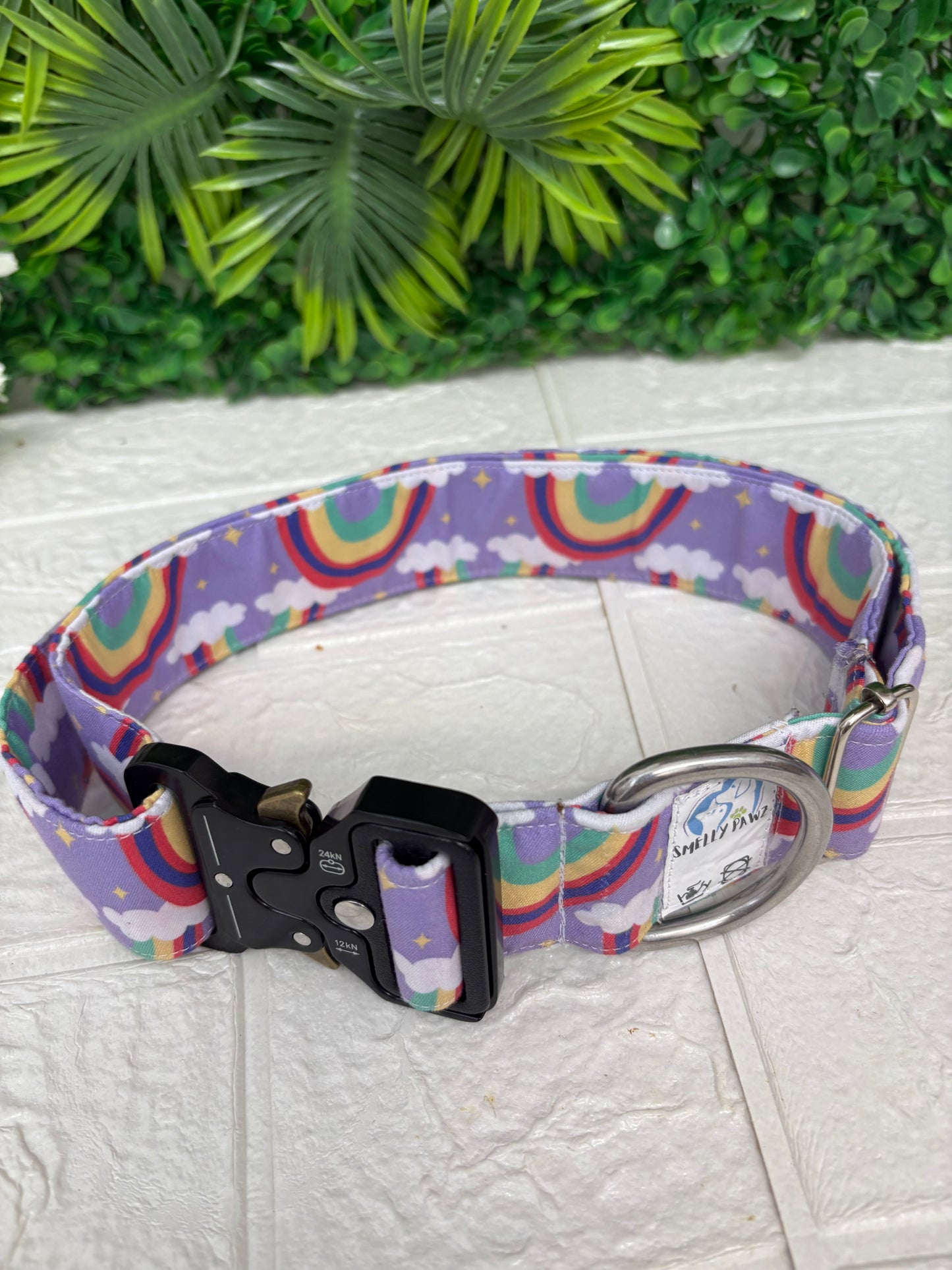 Rainbow clouds on purple