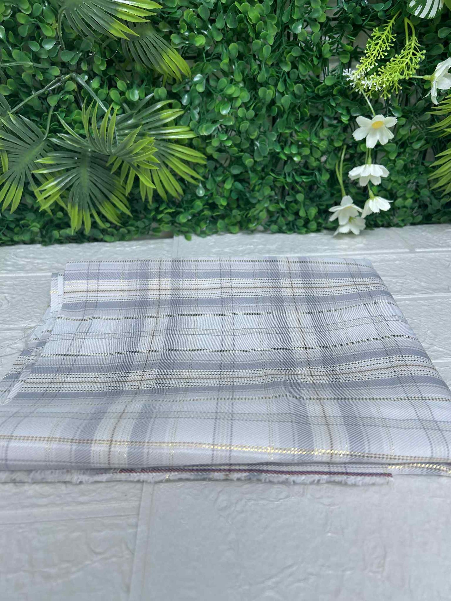 Grey & gold tartan