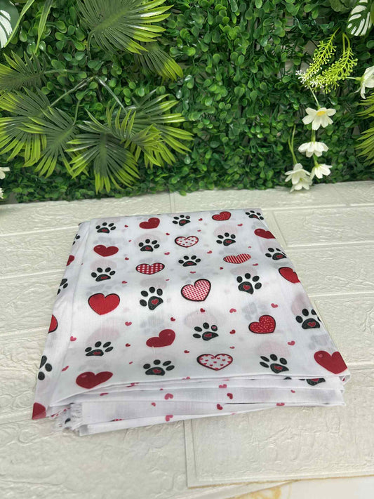 Hearts & paws on white