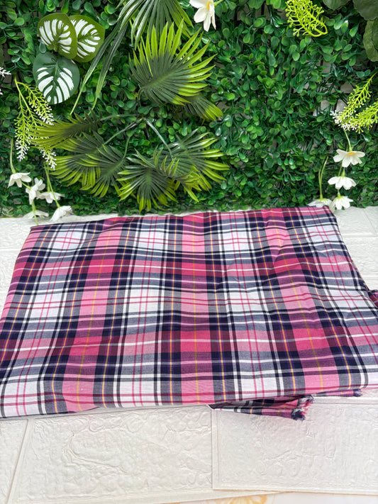 Hot pink & white tartan