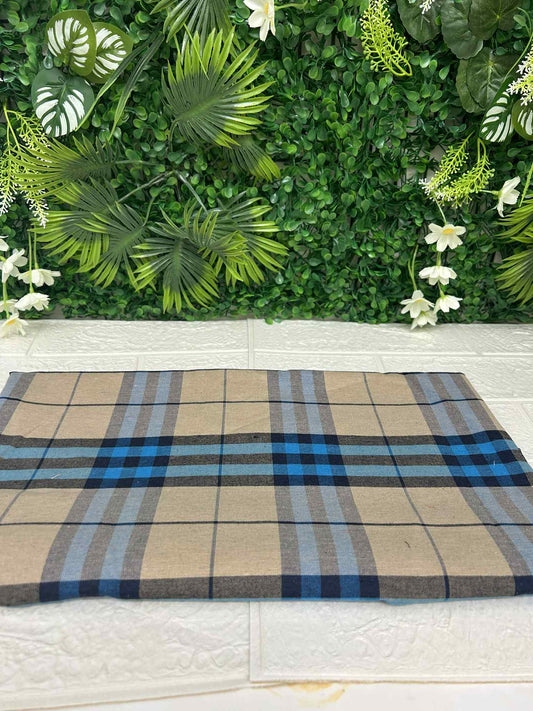 Blue & beige tartan
