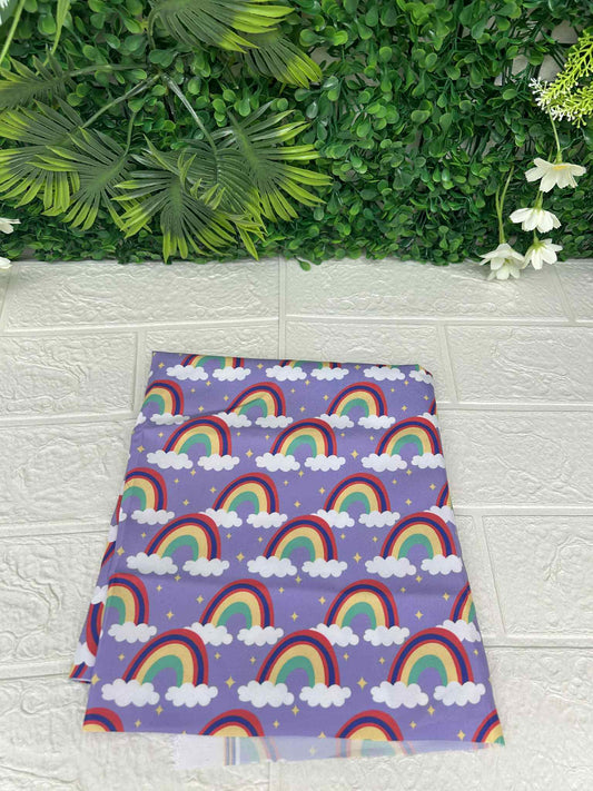 Rainbow clouds on purple